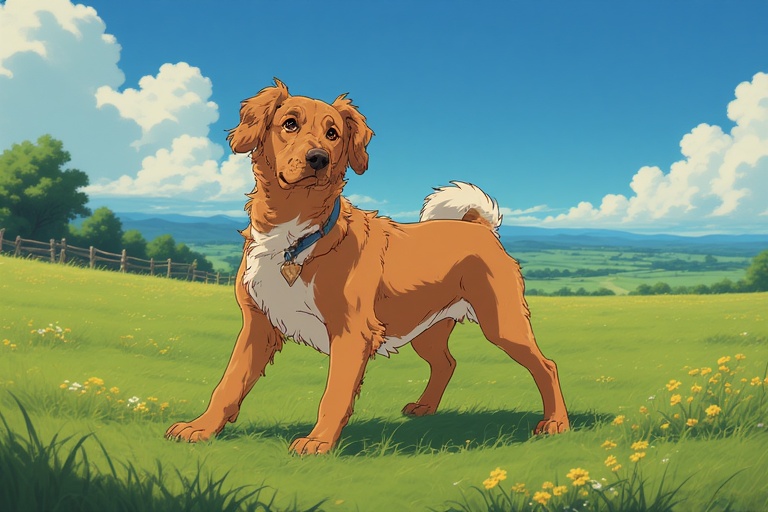 Chien qui joue dehors